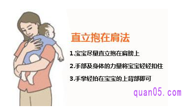 用手轻轻拍宝宝的后背,让宝宝打嗝