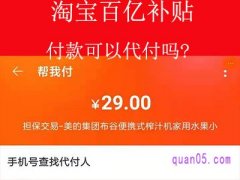 淘宝百亿补贴付款可以代付吗？