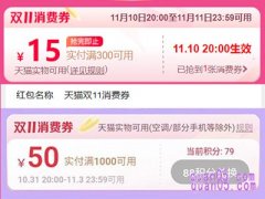 2023年天猫双十一消费券有几波