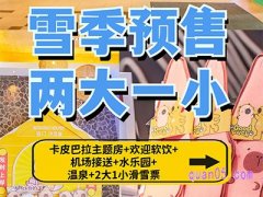 美团度假 卡皮巴拉主题房2晚+早餐+滑雪+温泉