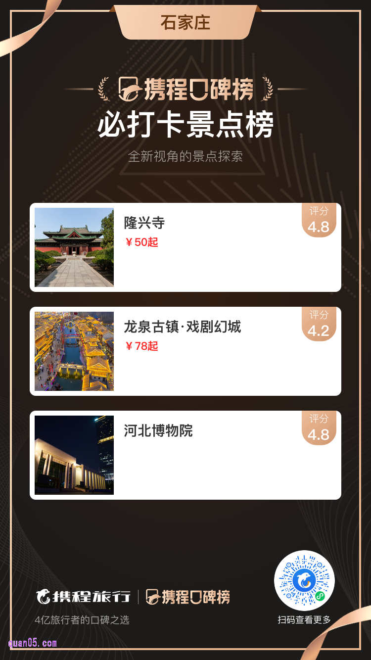 携程石家庄十大必打卡景点门票二维码
